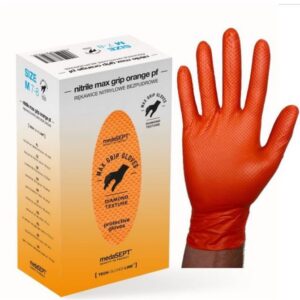 RĘKAWICE NITRYLOWE WZMACNIANE MAX GRIP POMARAŃCZOWE ROZ. XXL
